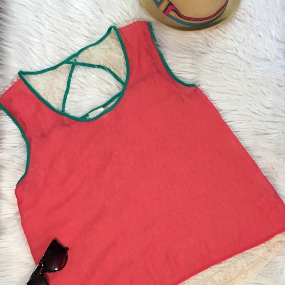 👑YUA LACE ORANGE TANK TOP👑 - Picture 1 of 4